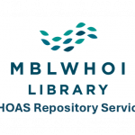 MBLWHOI Library logo with WHOAS Repository Services underneath. text is teal.