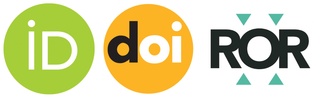 Three common persistent identifiers - ORCiD, doi, and ROR